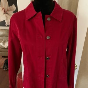 Red denim jacket